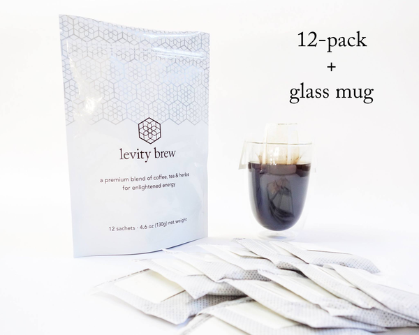 levity brew 12-pack + glass mug gift set