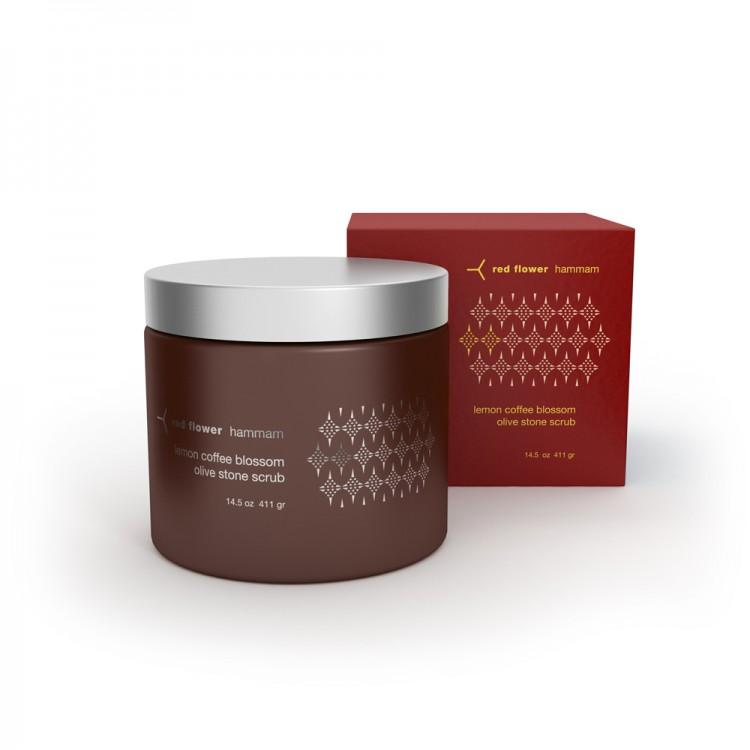 red flower lemon coffee blossom olive stone scrub