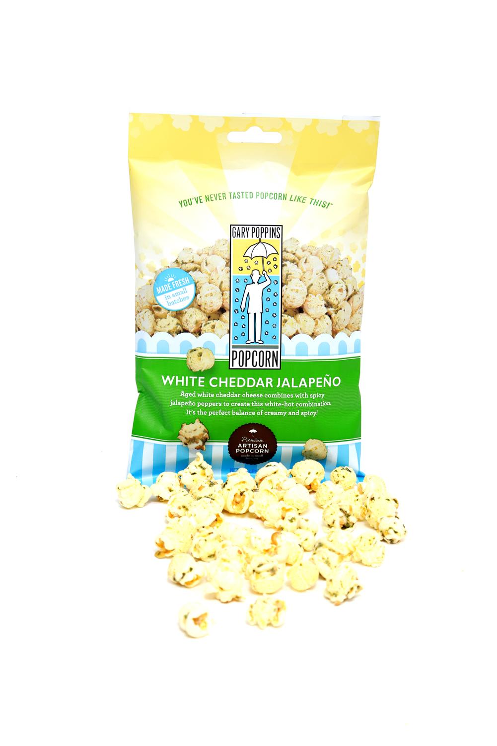Gary Poppins White Cheddar Jalapeno Popcorn, Bag
