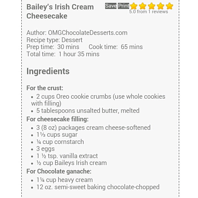 Bailey’s Irish Cream Cheesecake