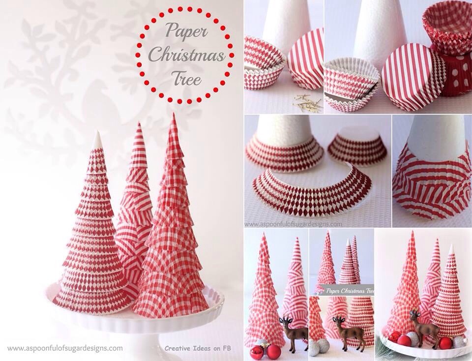 Use styrofoam cones and paper cupcakes. Very simple 