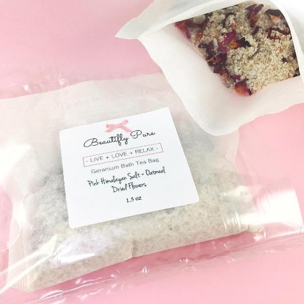 Knowing the amazing benefits, we have created a Bath Tea Bag filled with amazing ingredients such as: Pink Himalayan Salt, Ground Oatmeal, Dead Sea Salt, Rose Buds, Lavender Buds, and Geranium Essential Oil.