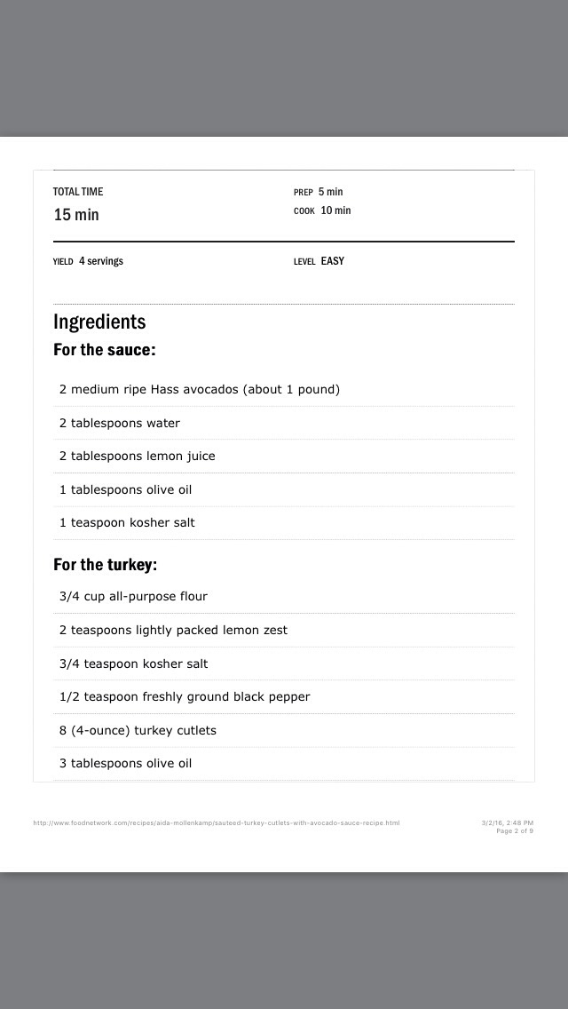 Sautéed Turkey With Avocado Sauce 