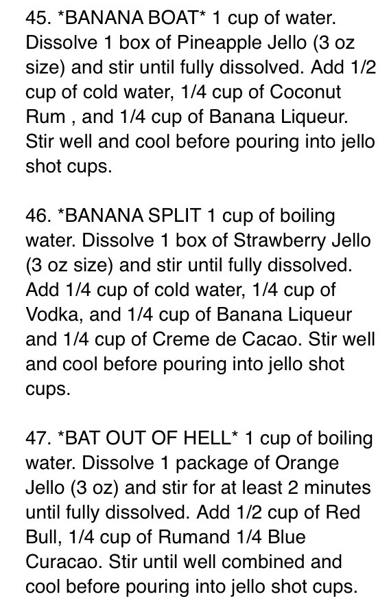 70 Different Jello Shot Recipes. Lots With Jägger!
