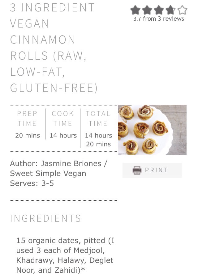 3-Ingredient Vegan Cinnamon Rolls (raw, gluten-free, low-fat)