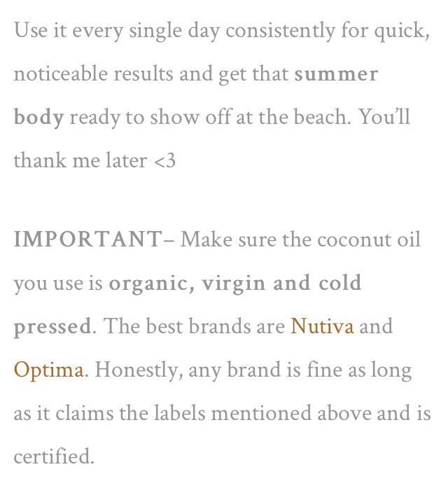 "MODEL'S SECRET SHRINK YOUR WAISTLINE WITH COCONUT OIL"