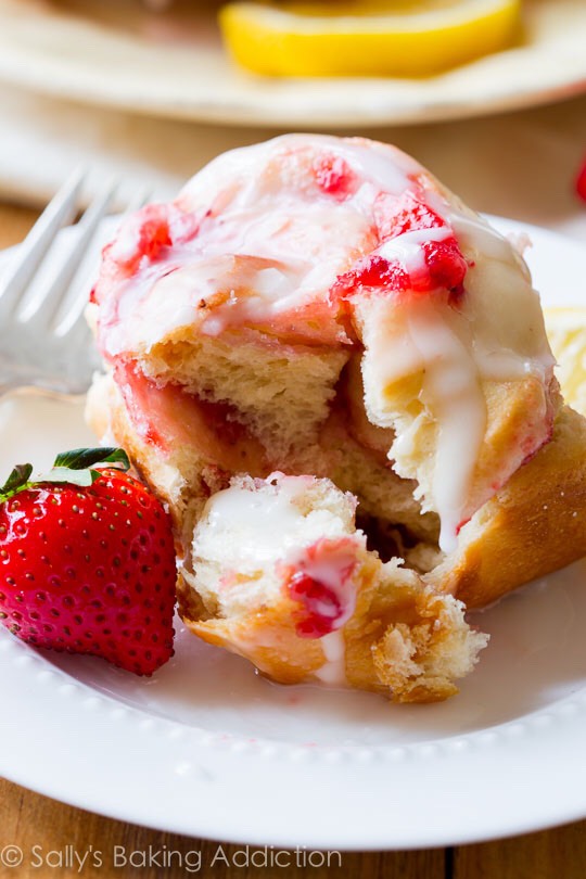 Strawberry Rolls With Sweet Lemon Glaze