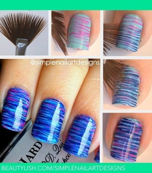 30. Use a fan brush to create a striped effect.