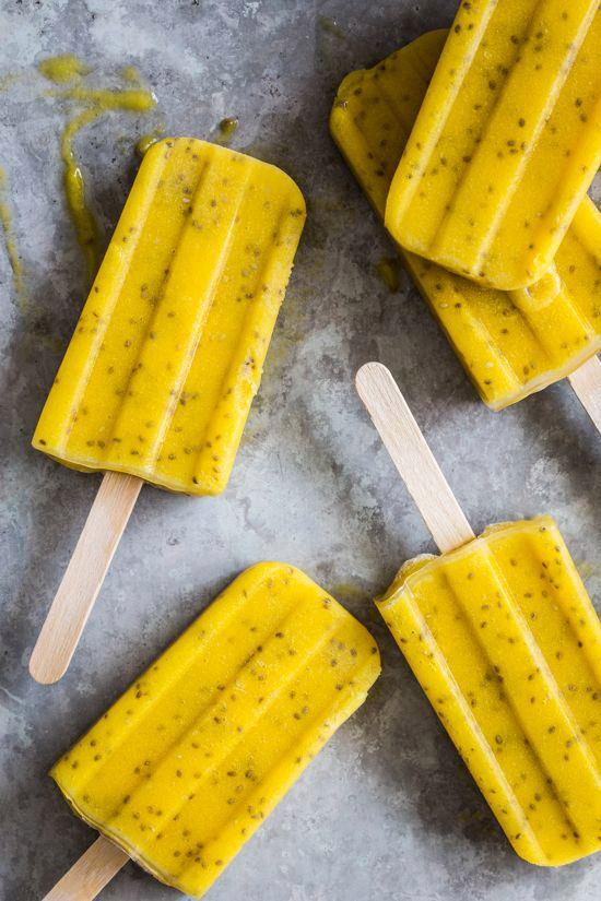10. Mango chia popsicles:
Blend three cups of chopped mango, 10 ounces of coconut water, and 1.5 tbsp of chia seeds in a blender.
Pour into popsicle molds and freeze for several hours.

