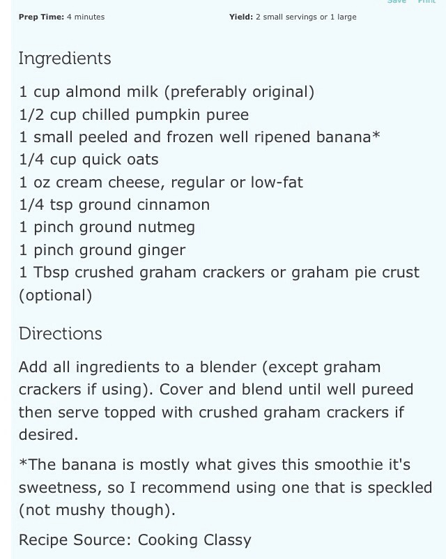 Pumpkin Cheesecake Breakfast Smoothie!!!