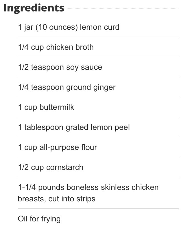 Chicken Fingers With Lemon And Sauce Recipe 