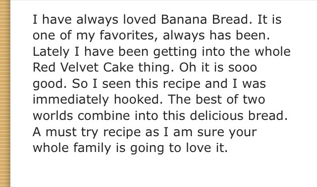 O Ya! Red Velvet Banana Bread Recipe