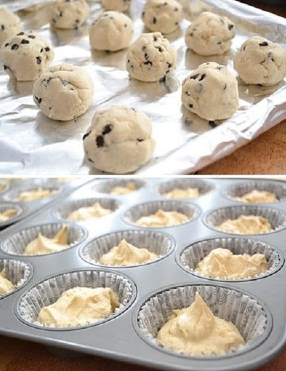 Chocolate Chips Cookies Dough Cupcakes With Classic Vanilla Buttercream Frosting!! 