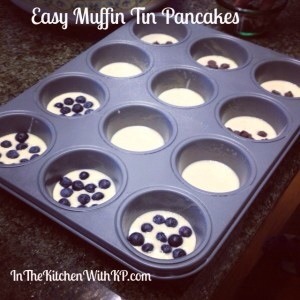 Pancake mix and you can add blueberries, mulberries, chocolate chips, strawberries...etc