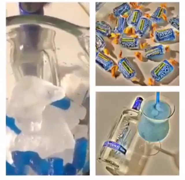 3. Add the jolly ranchers you picked to the blender. 