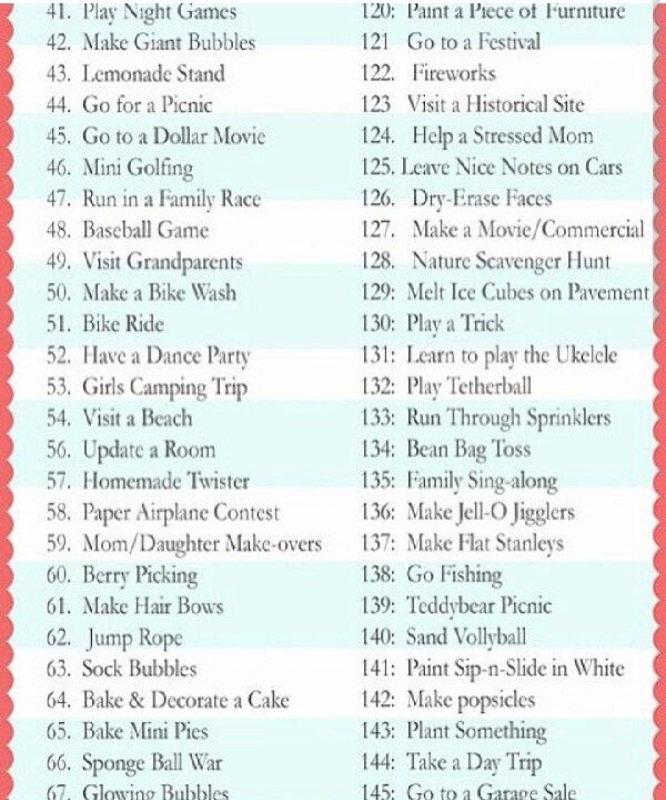 160 Summer Fun List Ideas