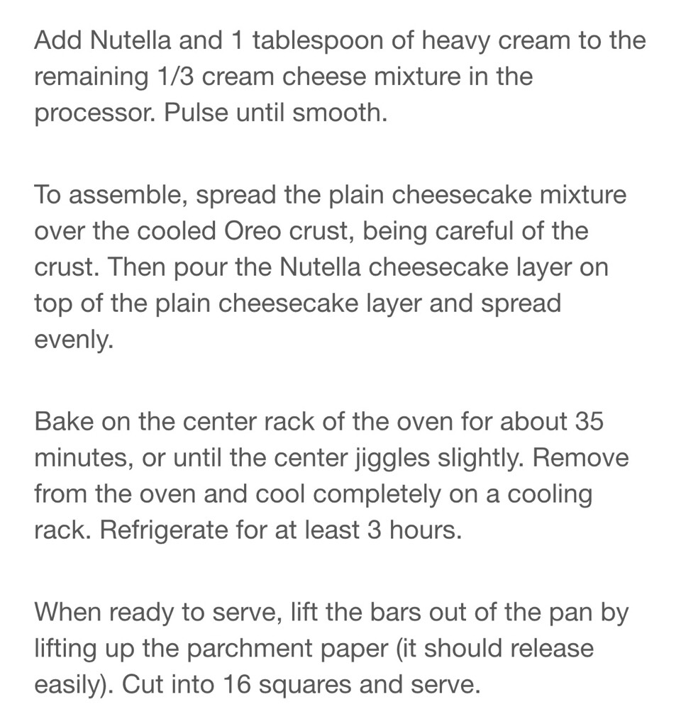Nutella Cheesecake Bars. 😻