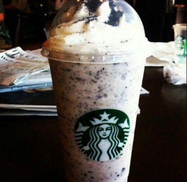 Cookies & Cream Frappuccino-
start with a double chocolate chip Frappuccino
get white mocha sauce instead of regular mocha sauce
done:)
