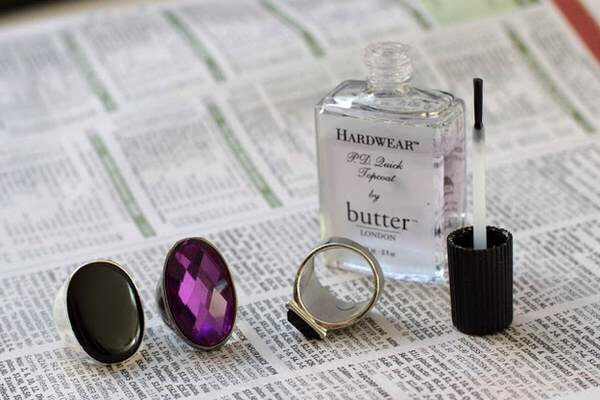Put clear nail polish on the inside of your rings