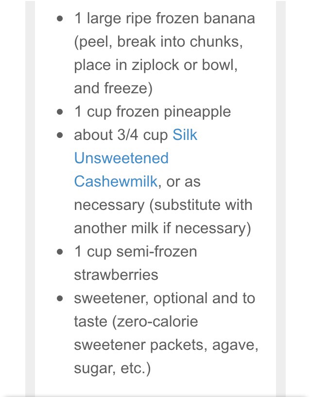 "STRAWBERRY PINEAPPLE BANANA LAVA FLOW SMOOTHIE"