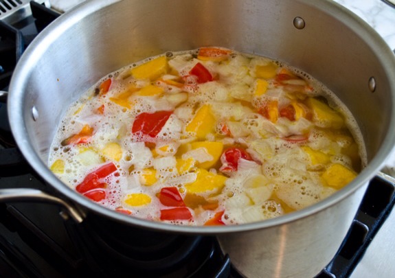 Bring the soup to a boil.