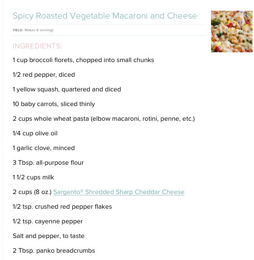 Spicy Roasted Vegetables Macaroni And Cheese (Stringy Cheese How U Weaken My Knees)

