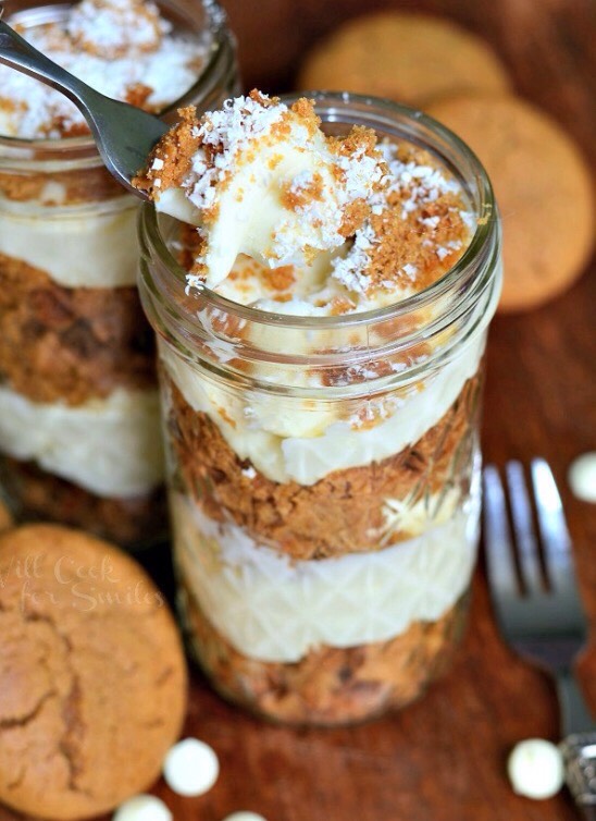 No bake white chocolate cheesecake gingerbread trifles