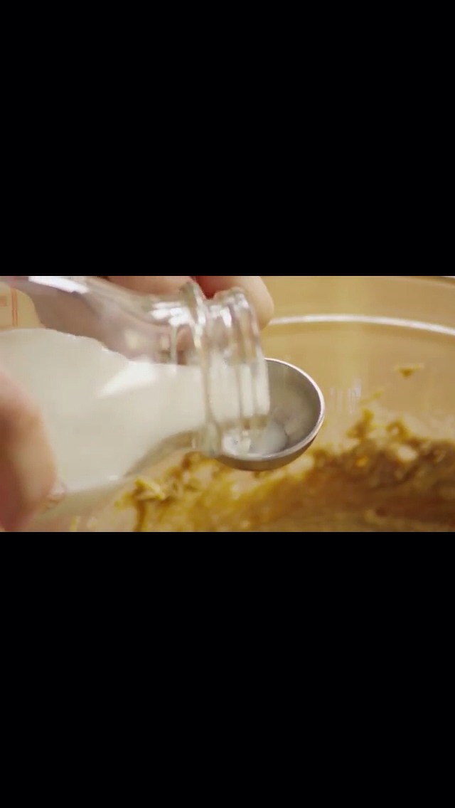 Add vanilla extract and milk.