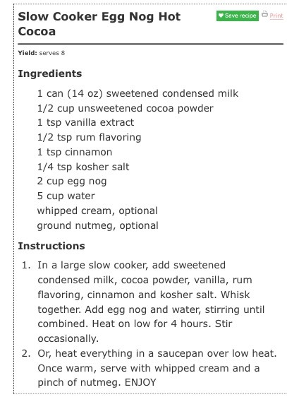 🍫Slow Cooker Egg Nog Hot Chocolate🍫