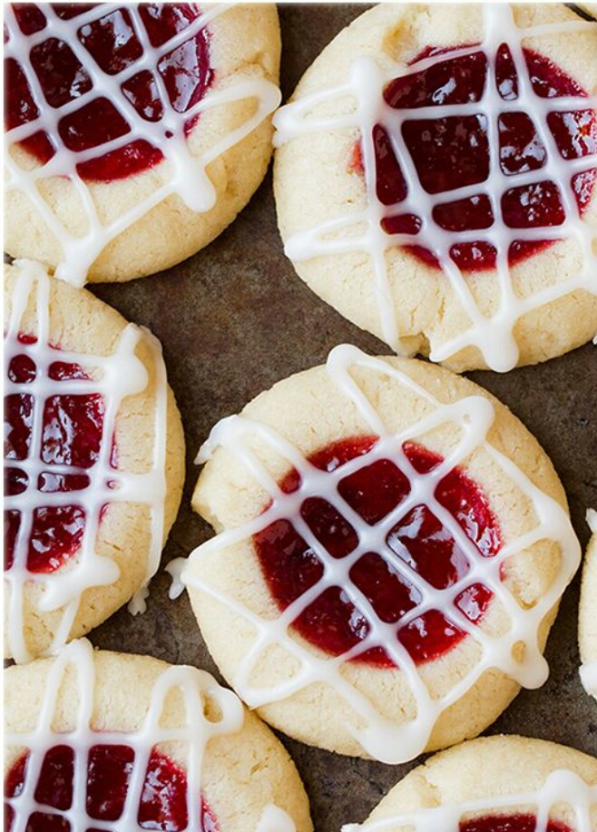 THUMBPRINT RASPBERRY ALMOND COOKIES