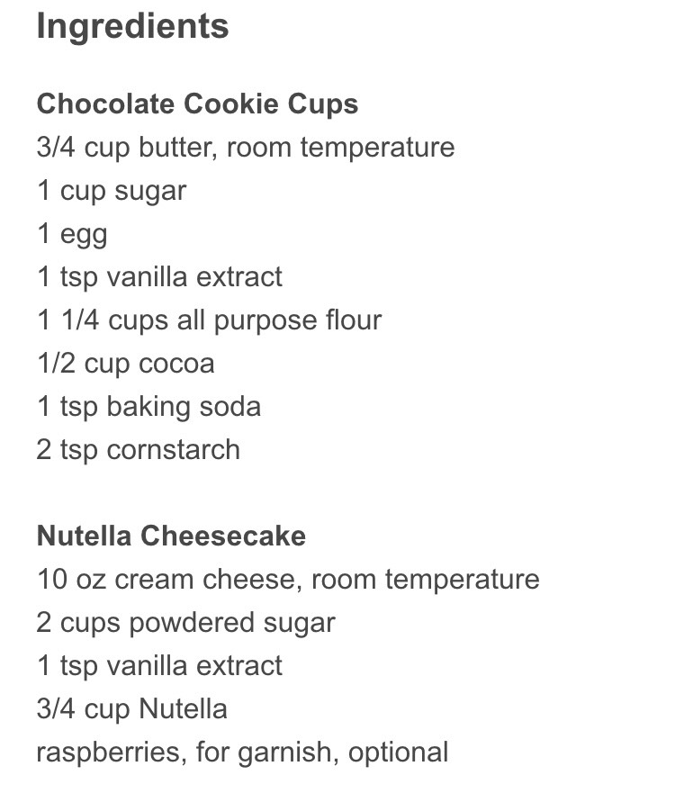 Nutella Cheesecake Chocolate Cookie Cups 
