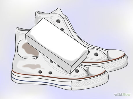 
Scrub with a magic eraser. Use a “magic eraser” cleaning product to gently scrub the canvas shoes from toe to heel, getting as much of the material as possible.