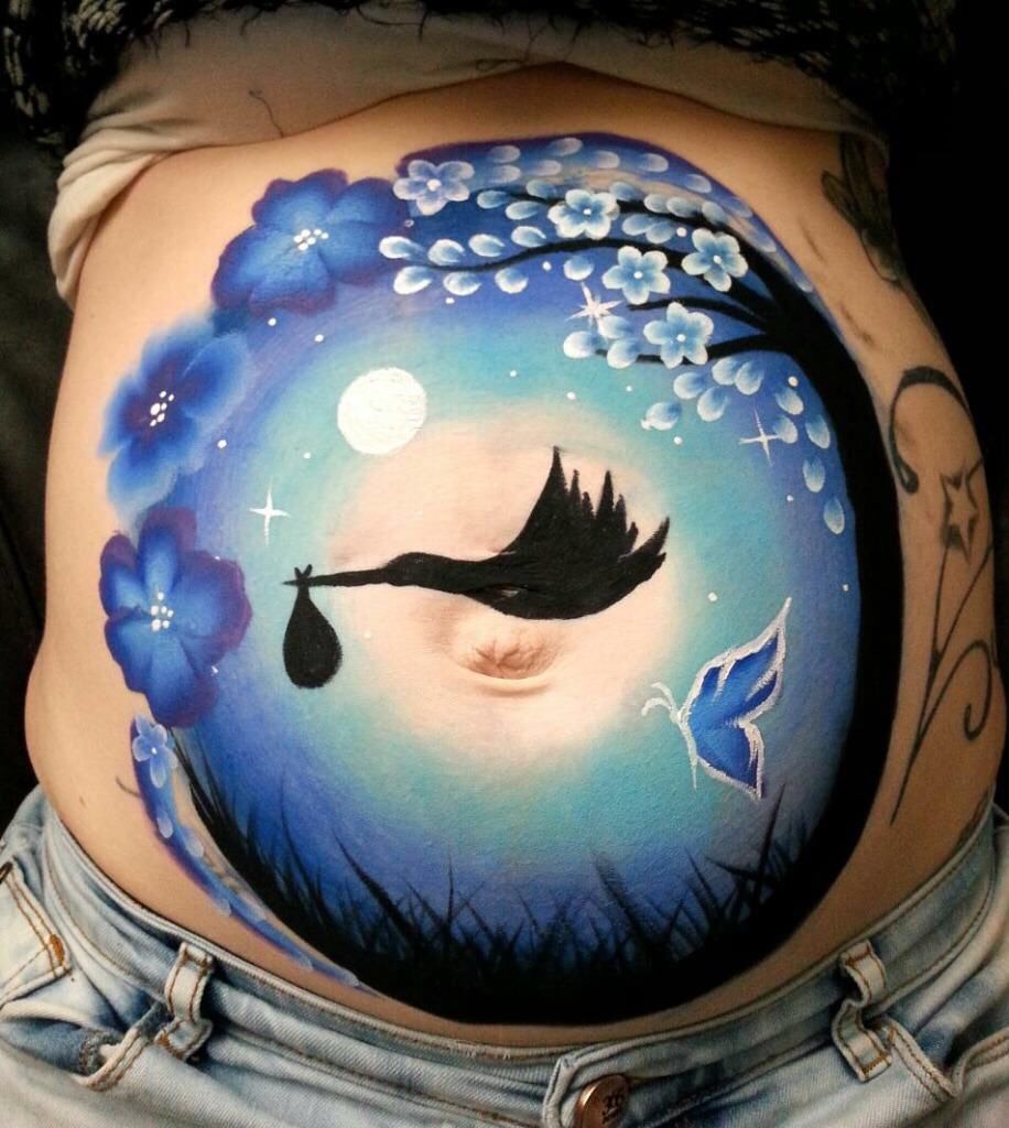 Face And Body Painting: Baby Bump. 