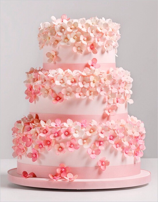 Pink flower field cake 