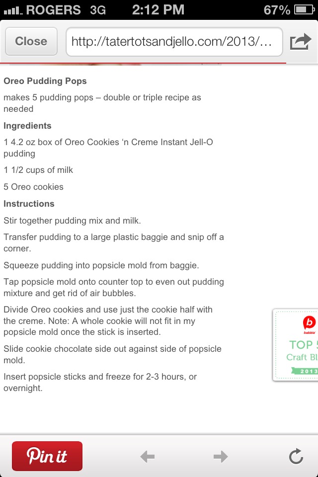 Oreo Pudding Pops