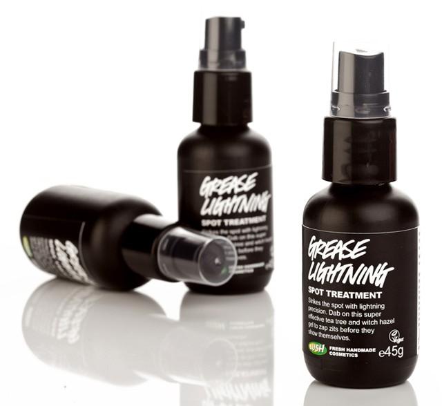 Grease Lightning Spot Treatment from LUSH // $13.95. This stuff I use TWICE a day! I just pump out the smallest bit and rub it over a blemish, acne scar or painful pimple. This is so amazing because it lasts FOREVER, since you use a small bit. Also, I can see a tremendous difference the next day.