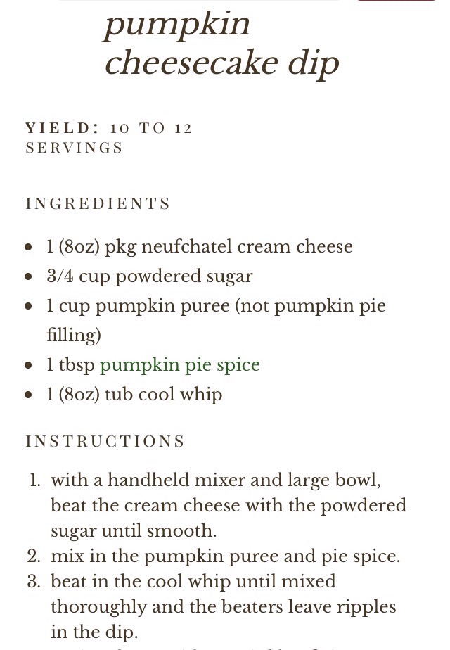 Cheese Cake Pumpkin Dip 