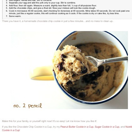 Chocolate Chip Cookie In A Cup (microwavable) Amazingly Good (: