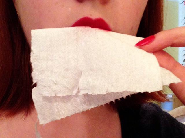 6. Blot your lips with a tissue