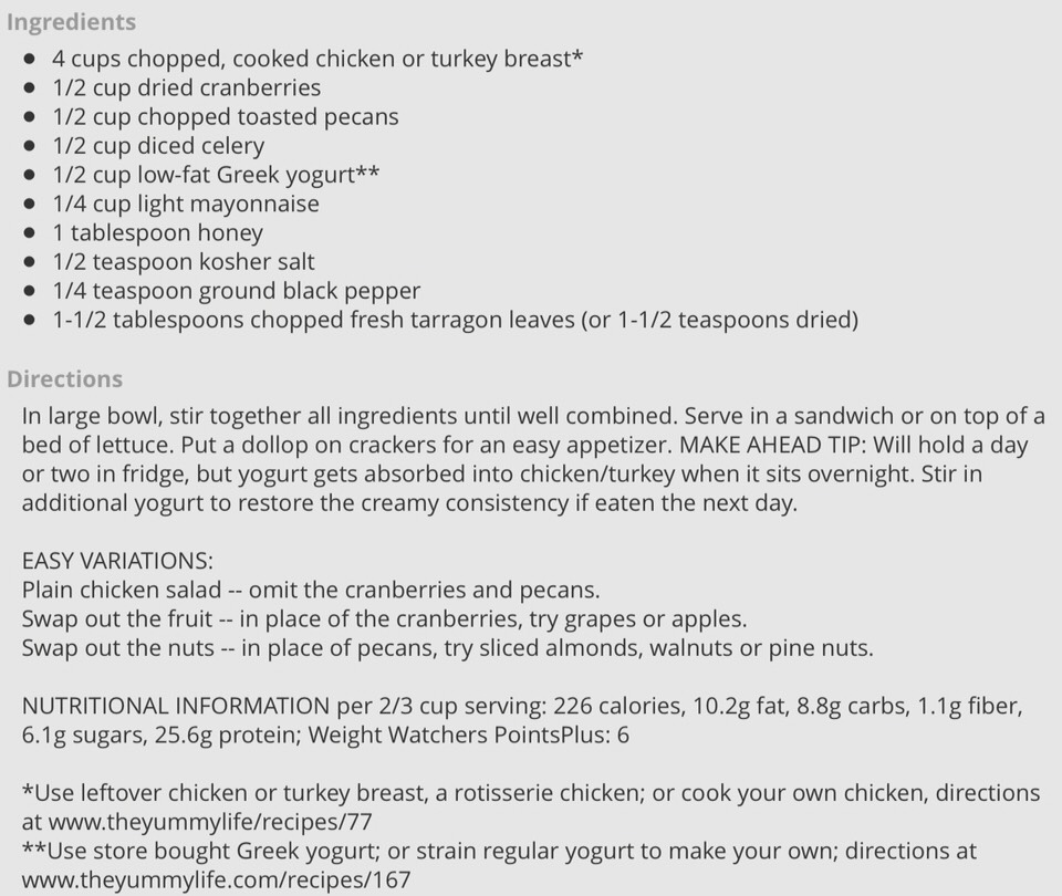 Chicken or Turkey Salad with Cranberries & Pecans