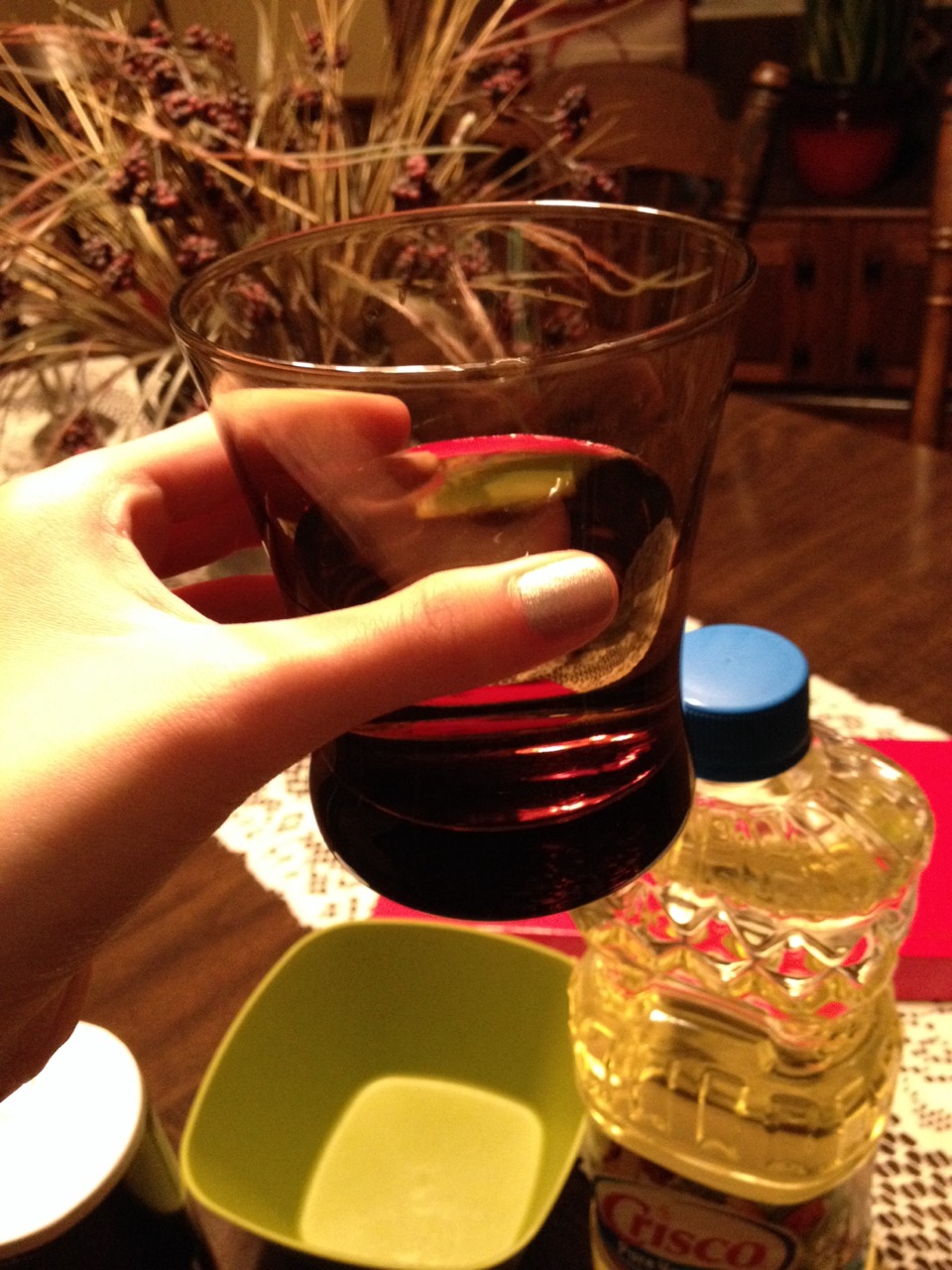 Step 1
Take a glass and fill it up just under half of the cup