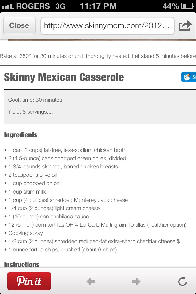 Skinny Chicken Mexican Casserole!!