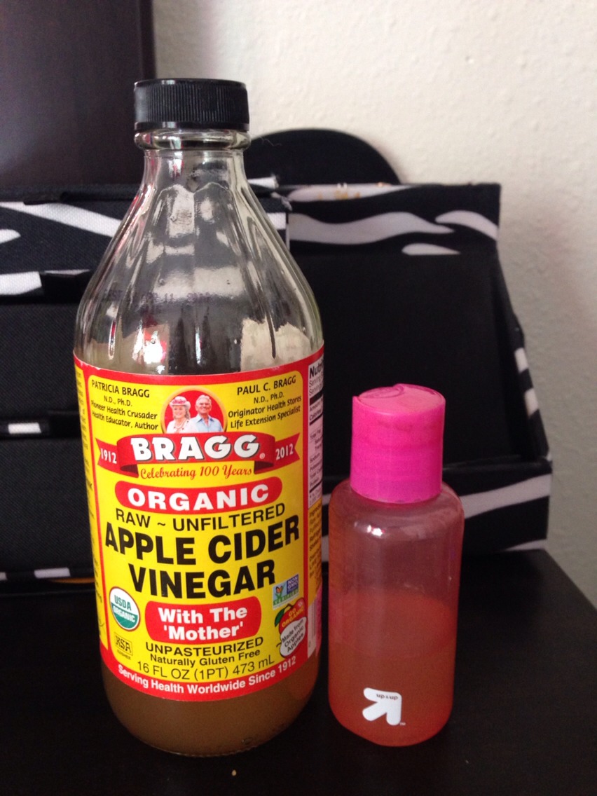 Then tone with organic apple cider vinegar with the "mother" mixed with 1 part water... If your skin is sensitive you can do 1 part ACV and 2 parts water.. I pour mine in a lil container I got from target for ready use.