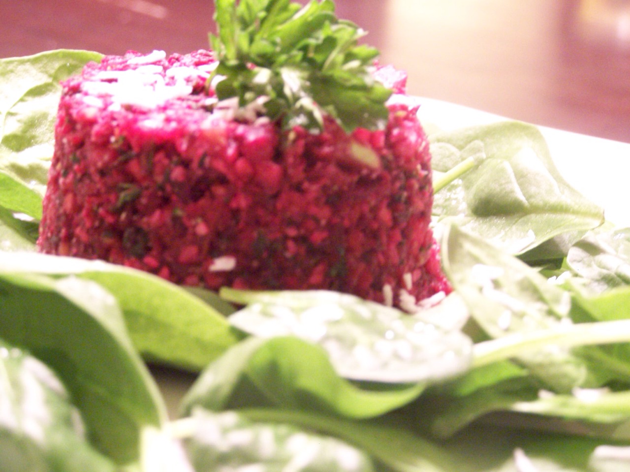 35. Beet Salad: Whisk 1/2 cup vegetable oil with 2 tablespoons sugar, some lime juice, dry mustard, salt, chopped onion and 1 tablespoon poppy seeds. Toss with roasted beets and goat cheese