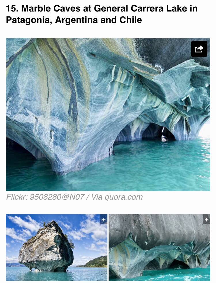 Marble Caves, known as Marble Chapel and Marble Cathedral, are located at the center of the lake and waves over the past 6,000 years.