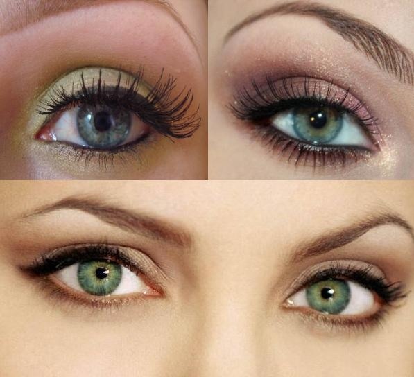 Green: Bring out your gorgeous green eyes with purple shades of makeup. Because purple is on the opposite side of the color wheel from green, it's a great choice for green-eyed gals. To widen the look of close-set eyes, apply shades of deep plum eyeshadow toward the outer edges and a lighter shade o