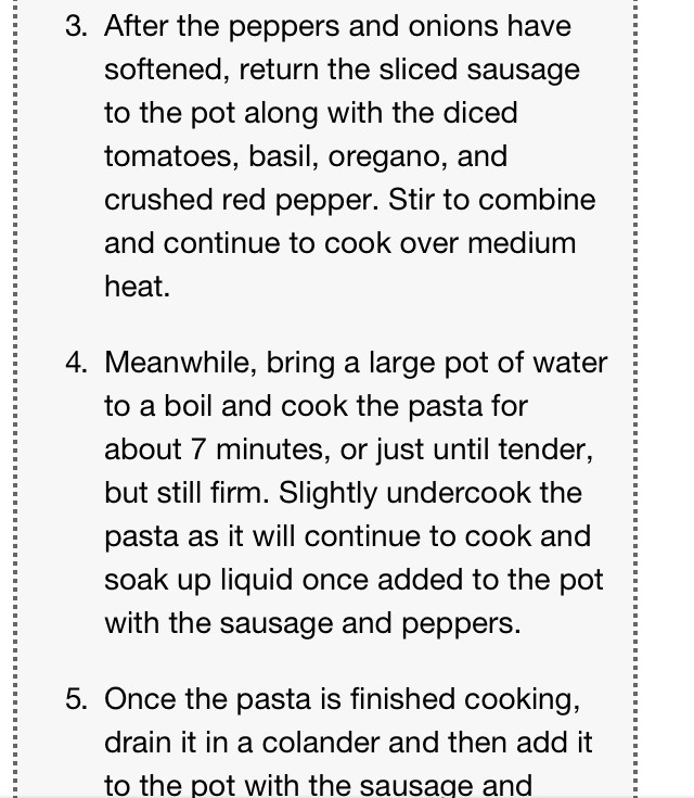 Pepper And Italian Sausage Pasta 
