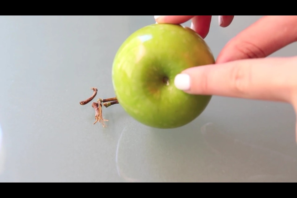 Remove stem from apple.