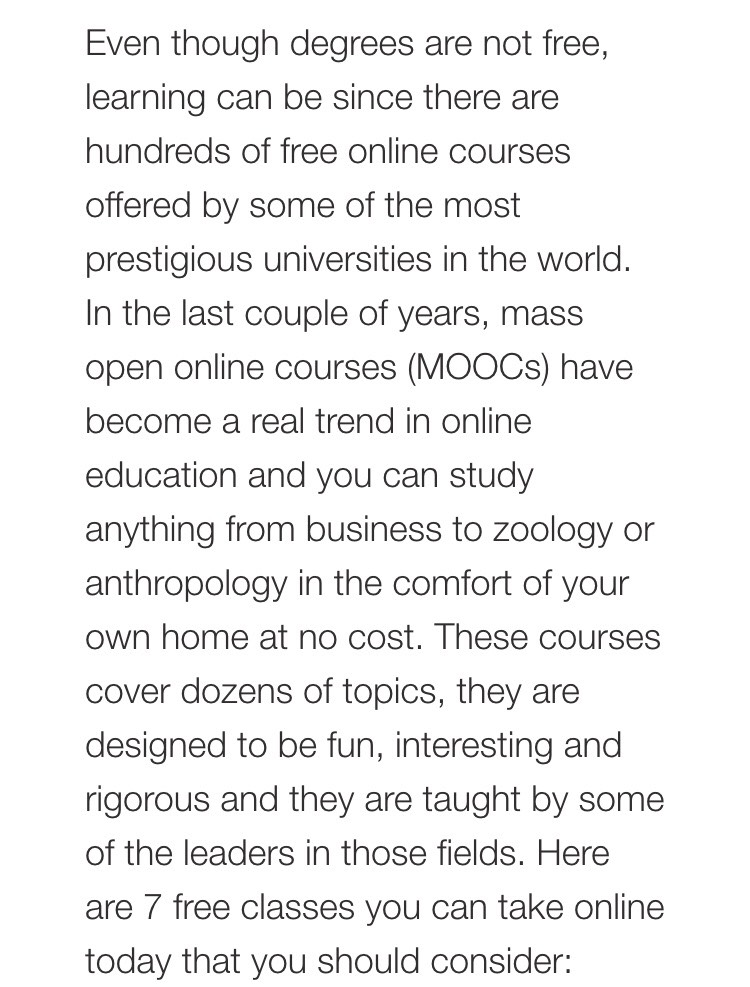 Free Classes You Can Take Online😀
