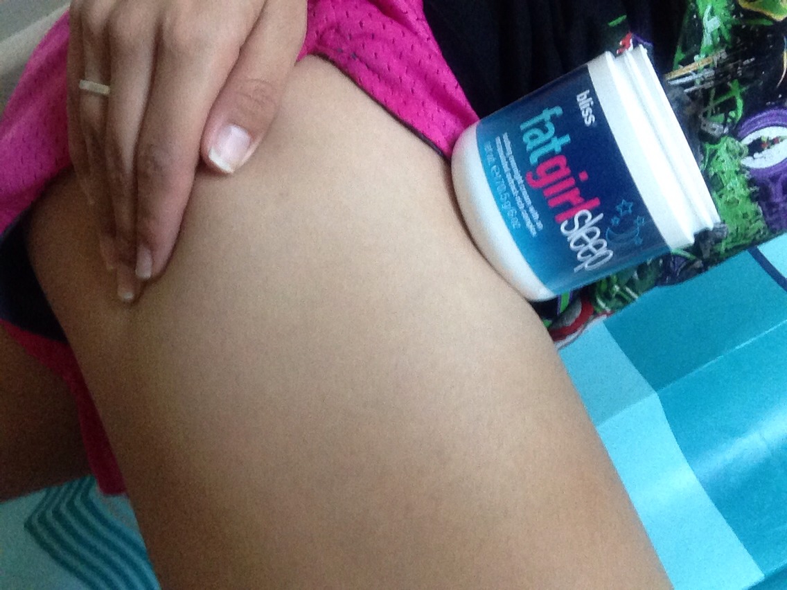 Fat girl sleep is for your cellulite! Apply this before bed. I usually use about a half dollar size amount on each side. With this product you need to massage in circular motion. With will help with blood flow and you need to get those toxins out! That's what cellulite it. Built up cells. Be gone! 